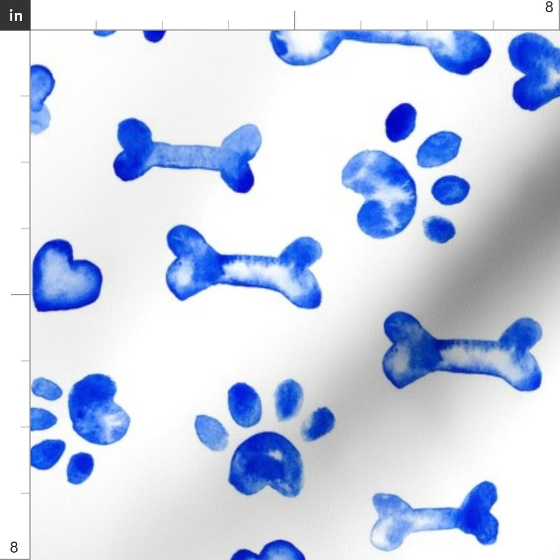 Dog Bone Fabric Dog Bone Paw Print Watercolor by Etsy
