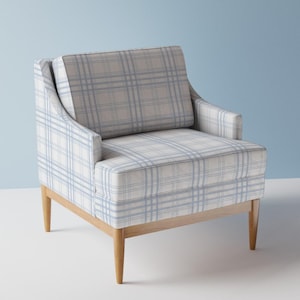 Pastel Blue Plaid Upholstery Fabric- Hallvard Tartan by lilyoake - Tartan Check Scandi Farmhouse  Fabric By The Yard With Spoonflower