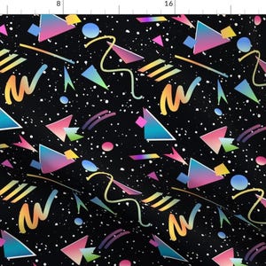 1980s Fabric - Stuck In The 80s By Rosetipitinodesigns - Black Neon Retro Trendy Home Decor 1980s Cotton Fabric By The Yard With Spoonflower