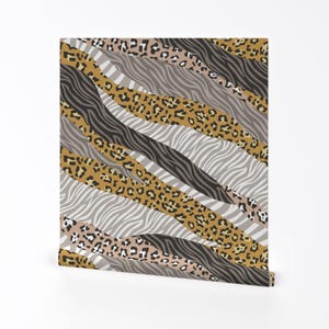 Papier peint guépard - rayures animal guépard léopard zèbre par Caja Design - rouleau de papier peint adhésif amovible imprimé personnalisé par Spoonflower
