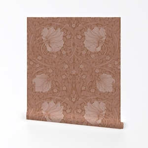 Antique Blush Floral Removable Peel and Stick Wallpaper - William Morris Damask - Wall Art Wall Decor - Pimpernel by peacoquettedesigns