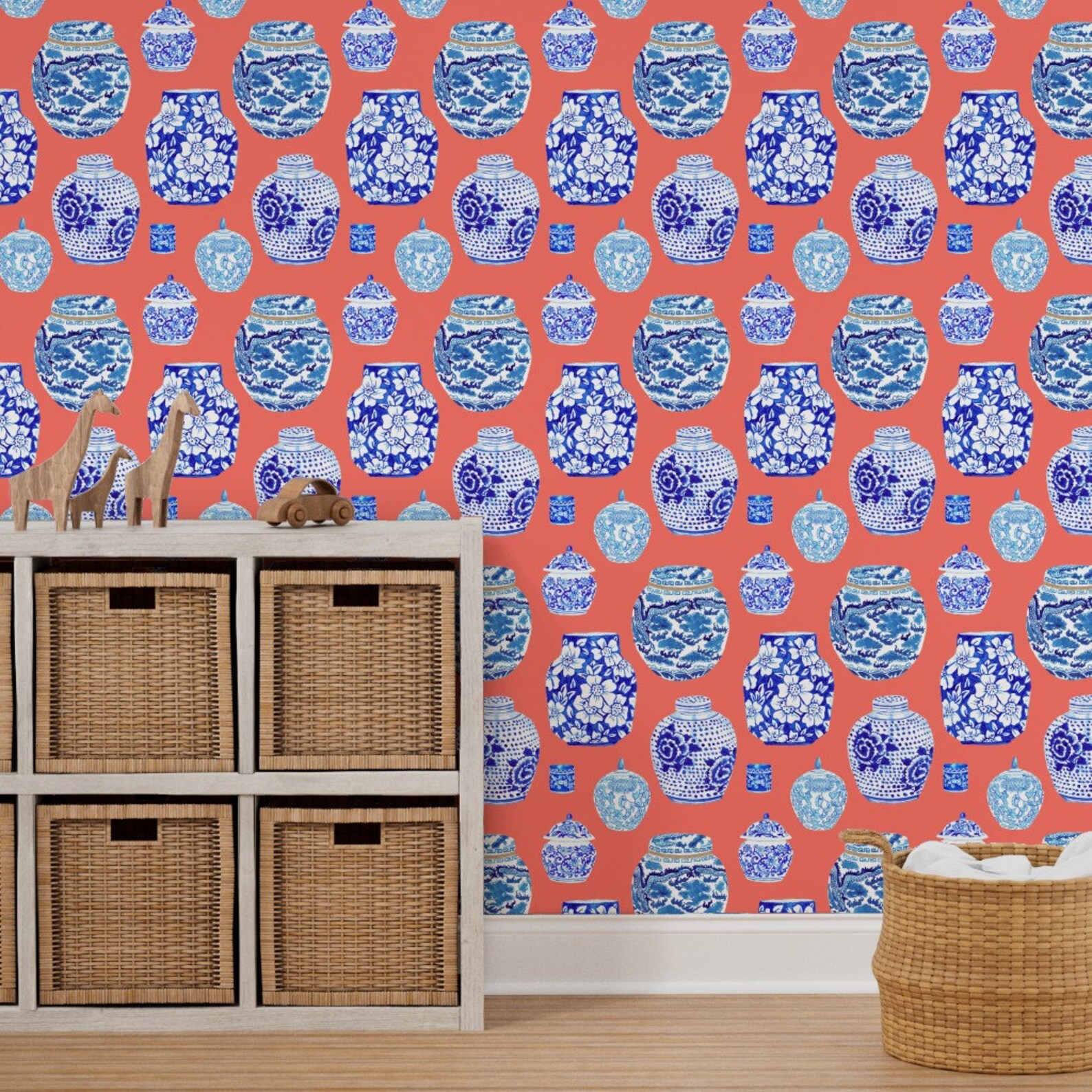 Ginger Jar Wallpaper Chinoiserie by Yesterdaycollection - Etsy