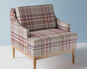 Cottagecore Upholstery Fabric- Earth Tone Plaid by bhl_designs - Farmhouse Rustic Plaid Purple Autumn  Fabric By The Yard With Spoonflower