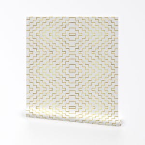 Aztec Wallpaper - Aspen In Gold Dust By Willowlanetextiles - Geometric Custom Printed Removable Self Adhesive Wallpaper Roll by Spoonflower