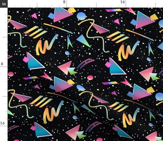 1980s Fabric Stuck in the 80s by Rosetipitinodesigns Black Neon Retro  Trendy Home Decor 1980s Cotton Fabric by the Yard With Spoonflower - Etsy