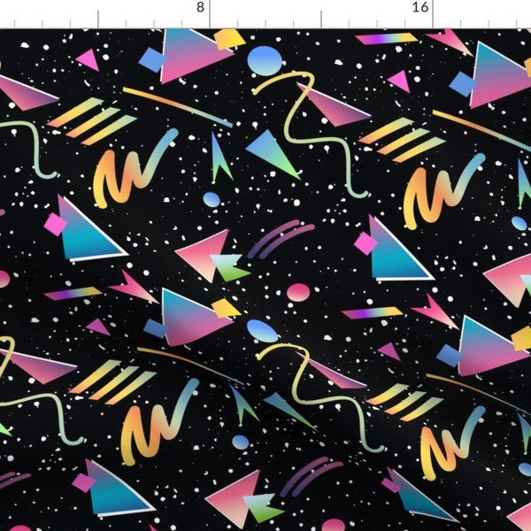 1980s Fabric - Stuck In The 80s By Rosetipitinodesigns - Black Neon Retro Trendy Home Decor 1980s Cotton Fabric By The Yard With Spoonflower