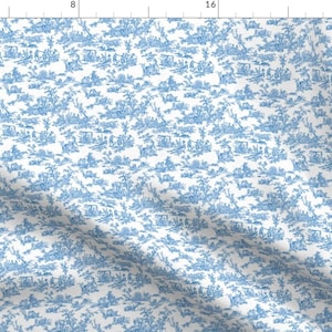 Toile De Jouy Fabric - Tiny Toile By Amyvail - Toile De Jouy Traditional Classic Nursery Cottage Cotton Fabric By The Yard With Spoonflower