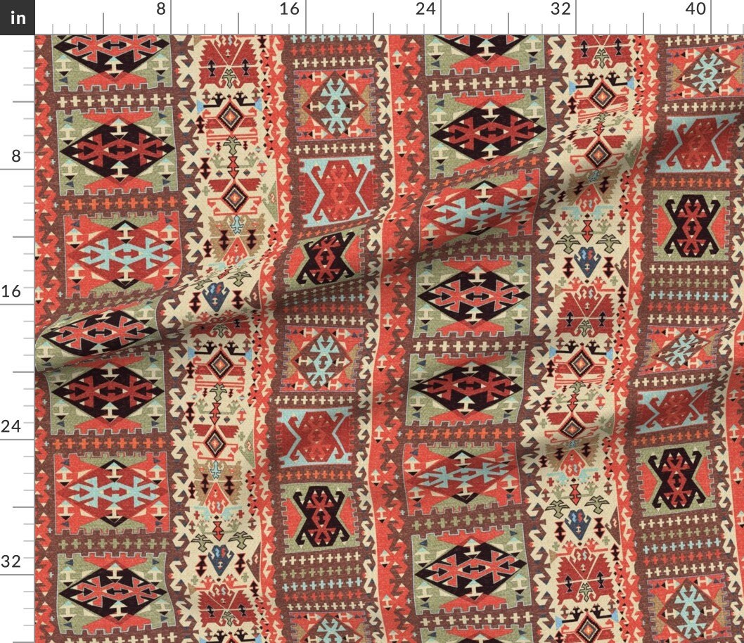 Bold Graphic Fabric Turkish Kilim 2 By Vinpauld Kilim Ikat Etsy