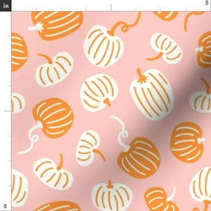 Boho Autumn Apparel Fabric - Pink Boho Pumpkins by kelsipope - Fall Pumpkin Halloween Thanksgiving Harvest Clothing Fabric by Spoonflower zdjęcie 3