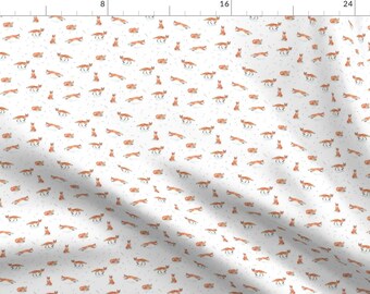 Fox Fabric - Winter Fox Tiny By Shelbyallison - Winter Red Orange Fox Woodland Baby Nursery Cotton Fabric By The Yard With Spoonflower