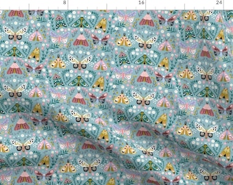 Butterflies on Blue Fabric - Flora, Spring Butterflies Easter Baby Feminine By Andrea Lauren - Cotton Fabric by the Yard with Spoonflower