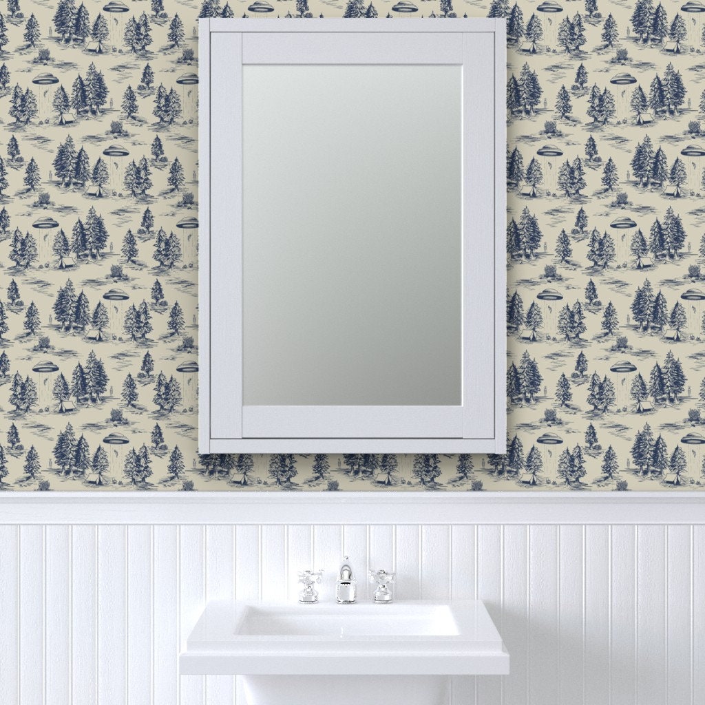 Alien Wallpaper Blue Alien Abduction Toile by Somecallmebeth - Etsy