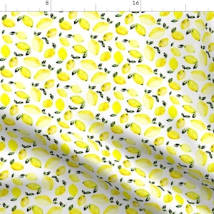 Watercolor Lemon Fabric - Watercolor Lemons By Katerinaizotova - Kitchen Citrus Lemon Watercolor Cotton Fabric By The Yard With Spoonflower