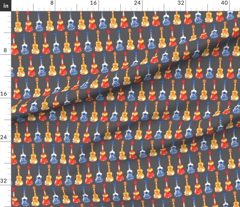 Ukulele Fabric Ukuleles Bright by Owlandchickadee Etsy