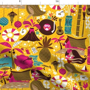 Aloha Fabric - Mahalo From The Midcentury By Cynthiafrenette - Summer Hawaiian Beach Decor Cotton Fabric By The Yard With Spoonflower