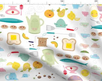 Hapy Diner Fabric - Rise Shine Diner By Mary Peeps - Whimsical Breakfast Kitchen Decor Cotton Fabric By The Yard With Spoonflower
