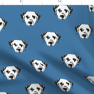 Blue Dalmatian Dogs Fabric - Dalmatian Dog Pattern - Blue Background By Designtherapy - Dogs Cotton Fabric By The Yard With Spoonflower