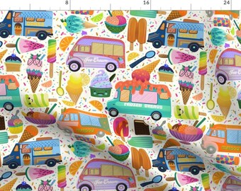 Rainbow Ice Cream Trucks Fabric - Ice Cream Dream By Dacha Dreamland - Colorful Ice Cream Summer Cotton Fabric By The Yard With Spoonflower
