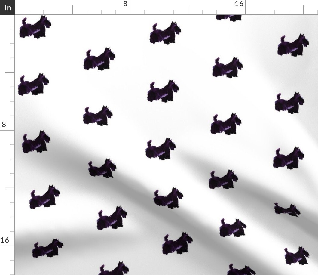 Watercolor Scottie Dog Fabric Hsscottiepurp by Cest_la_viv Etsy