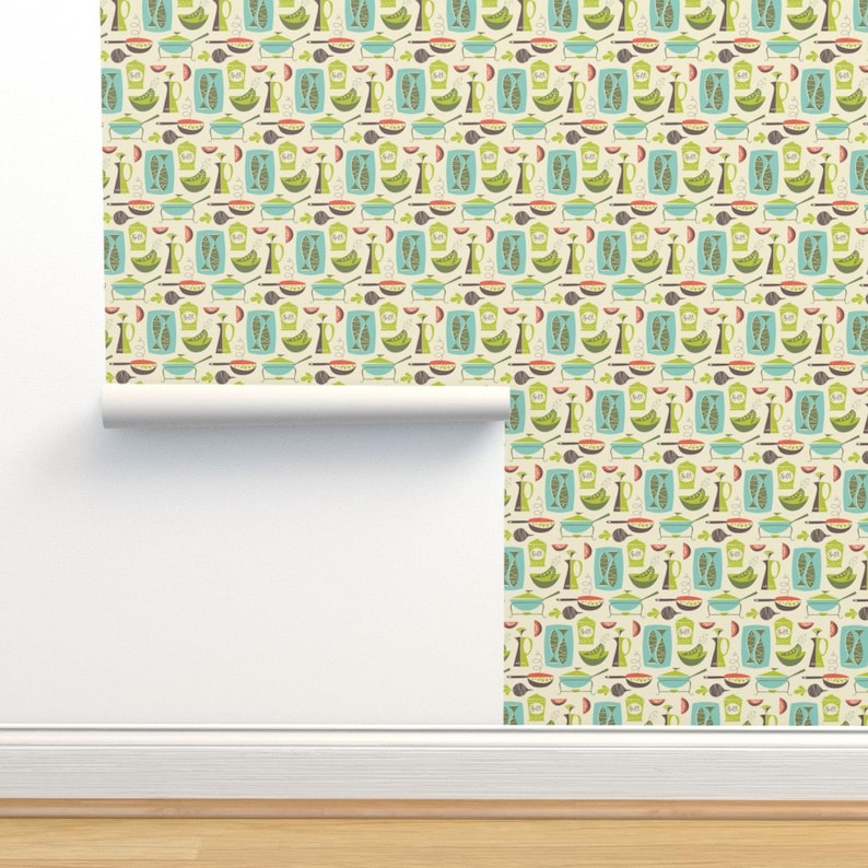 Vintage Kitchen Wallpaper - In The Kitchen - Cream By Studiojenny - Custom Printed Removable Self Adhesive Wallpaper Roll by Spoonflower image 5