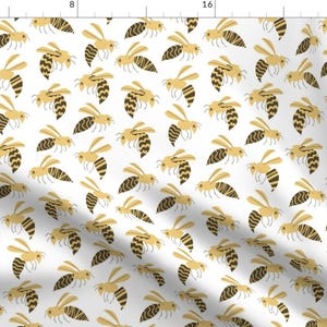 Yellow Jacket Fabric - Retro Bees By Natalia Gonzalez - Yellow Black Hornet Wasp Bee Bug Insect Cotton Fabric By The Yard With Spoonflower