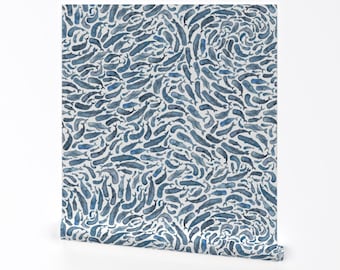 Tapeta samoprzylepna z motywem wieloryba - Morskie zwierzę oceaniczne - Dekoracja ścienna - Wieloryby w błękicie autorstwa elena_o'neill_illustration_