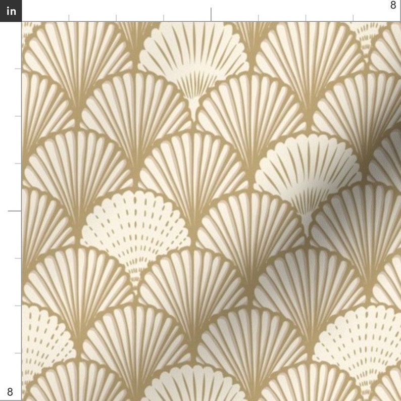 Sea Shells Fabric Coastal Scallop by byjillmiller Neutral Ivory Monochrome Coastal Nautical Ocean Fabric by the Yard by Spoonflower image 2
