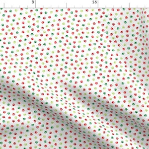 Paw Prints Fabric - Paw Prints Christmas Red Green By Moonpuff - Paw Prints Dogs Festive Holiday Cotton Fabric By The Yard With Spoonflower