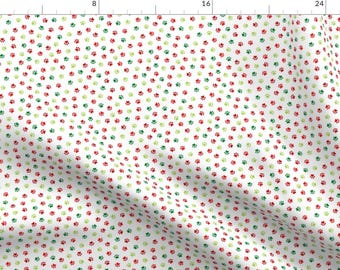 Paw Prints Fabric - Paw Prints Christmas Red Green By Moonpuff - Paw Prints Dogs Festive Holiday Cotton Fabric By The Yard With Spoonflower