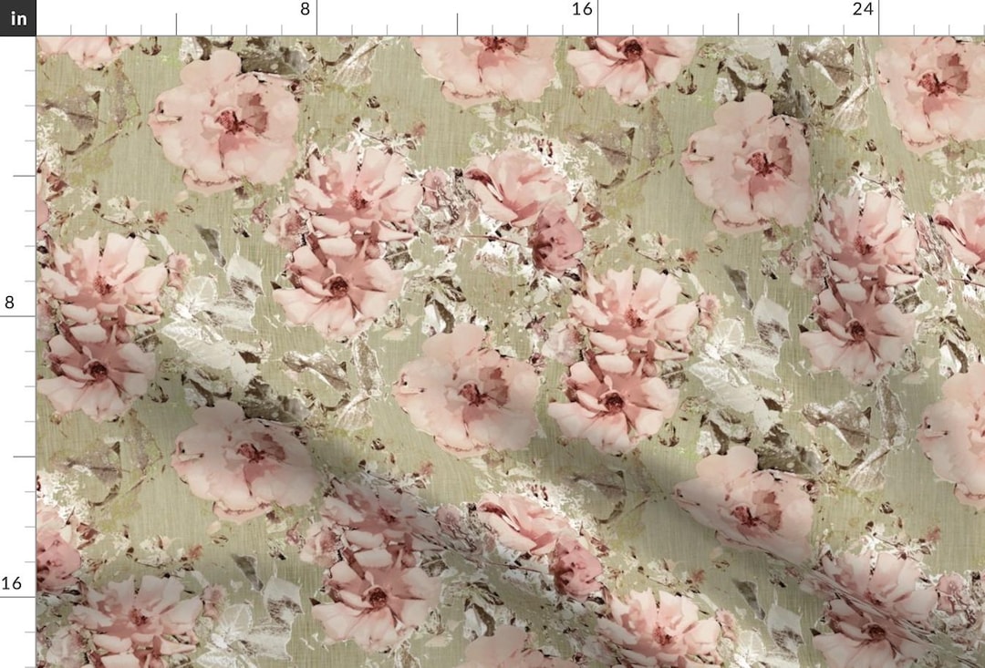 Blush Pink Shabby Floral Fabric - Vintage Shabby Rose by Kristopherk ...