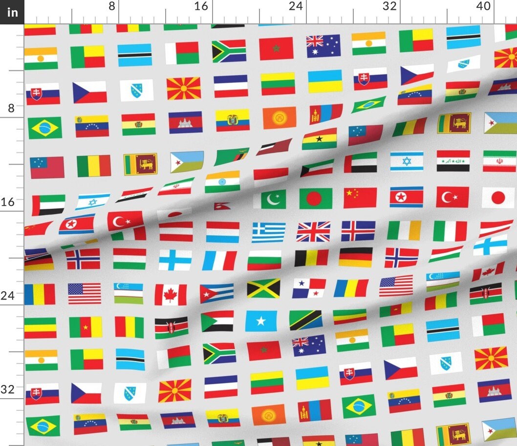 Flags Fabric Modern Flags of the World by Aftermyart Etsy