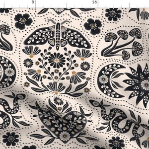 Folk Art Designs Fabric - Folk Flash Tattoo by garabateo - Flowers Leaves Heart Sun Folk Art Traditional  Fabric by the Yard by Spoonflower