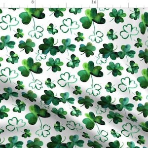 Shamrock Green Clovers Fabric - Shamrock Luck By Hipkiddesigns - Shamrock Green Lucky Irish Cotton Fabric By The Yard With Spoonflower