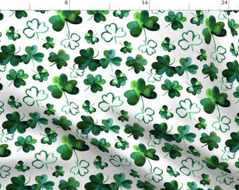 Shamrock Green Clovers Fabric - Shamrock Luck By Hipkiddesigns - Shamrock Green Lucky Irish Cotton Fabric By The Yard With Spoonflower