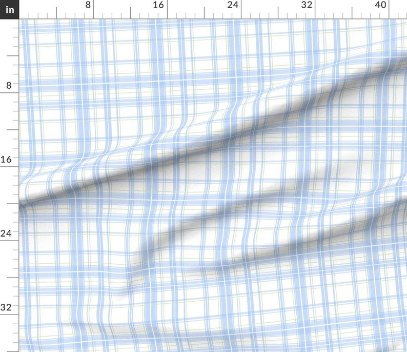 Tartan Fabric Lotte Tartan In Blueberry By Lilyoake Tartan Light Baby Blue and White Plaid Cotton Fabric By The Yard With Spoonflower image 3