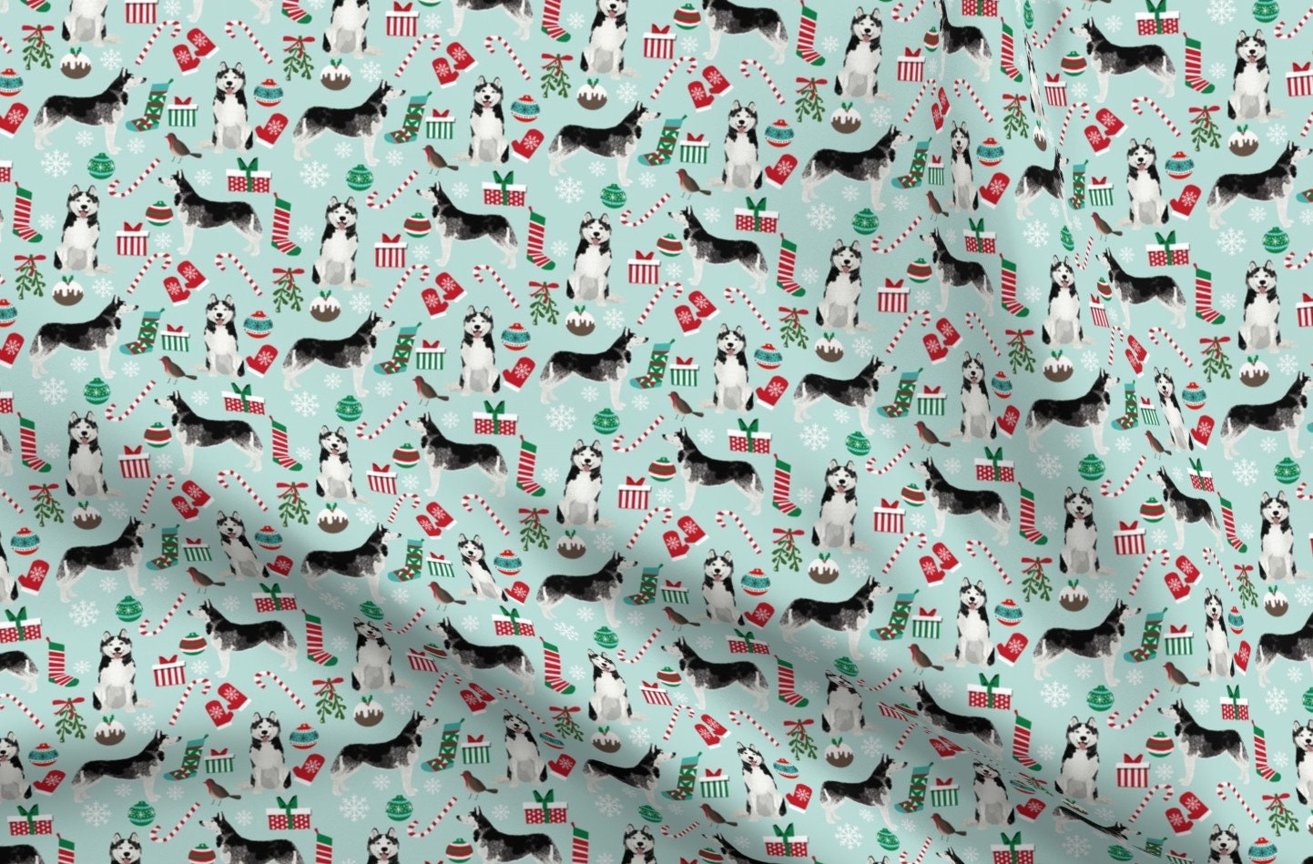 Siberian Husky Christmas Print Luggage Cover Protector