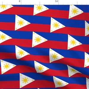 Filipino Flags Fabric - Philippines Flag By Flagfabric - National Stripes Emblem Colours Banner Cotton Fabric By The Yard With Spoonflower