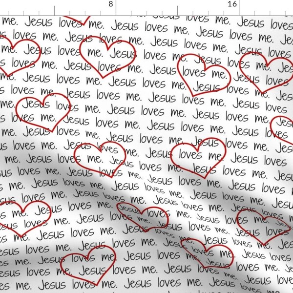 Jesus Loves Me Typography Fabric - Jesus Loves Me By Sunshineandspoons - Jesus Loves Me Cotton Fabric By The Yard With Spoonflower