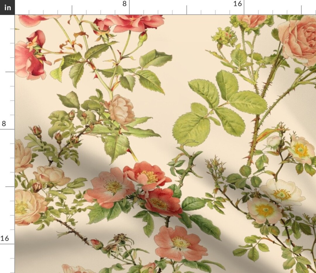 Floral Fabric English Rose by Peacoquettedesigns French - Etsy