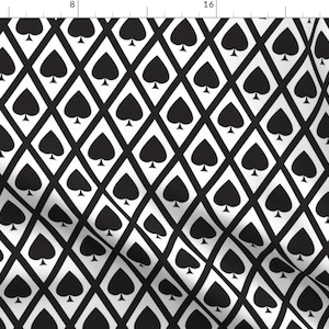 Cards Fabric - Umbria&#39;s Spades In Black And White By Siya - Cards Playing Card Suit Casino Game Cotton Fabric By The Yard With Spoonflower