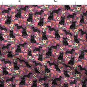 Scottie Dog Fabric - Scottie Dog Florals Scottish Terrier Dog By Petfriendly - Scottie Dog Purple Cotton Fabric By The Yard With Spoonflower