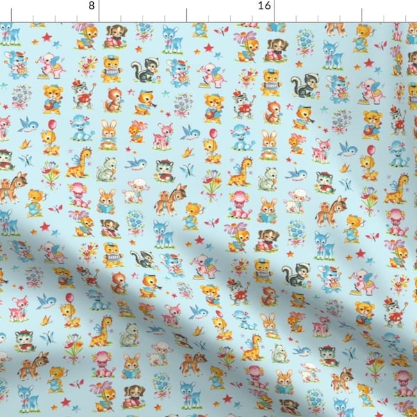 Baby Animals Fabric - Poodle Duck Deer Giraffe Rabbit Skunk Squirrel Elephant Bear By Parisbebe - Cotton Fabric by the Yard with Spoonflower