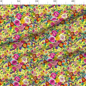 Yellow Floral Fabric - Les Fleurs Yellow By Theartwerks - Yellow Watercolor Flower Garden Summer Cotton Fabric By The Yard With Spoonflower Bild 2