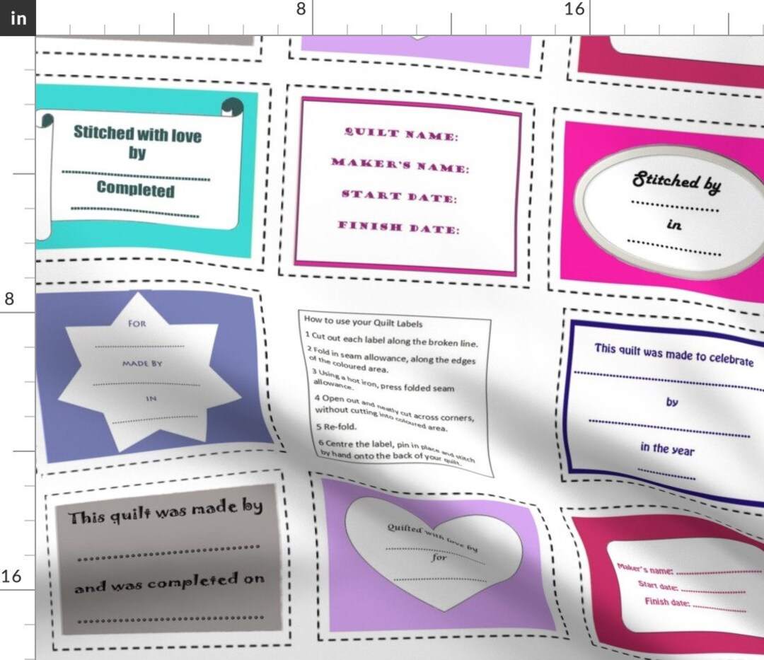 Quilt Label Fabric Quilt Labels by Amanda Jane Textiles Quilt Label Cut