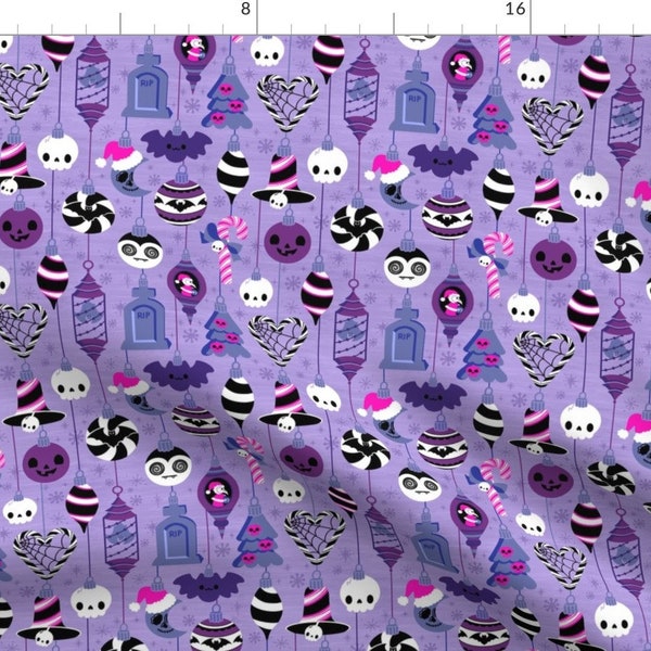 Pastel Goth Fabric - Goth Christmas  by kawaiikreeps - Vintage Purple Black Pink White Yule Plague Doctor  Fabric by the Yard by Spoonflower