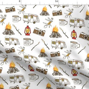 Summer Camp Fabric - Camping Park By Hipkiddesigns - Summer Woodland Campsite Cotton Fabric By The Yard With Spoonflower