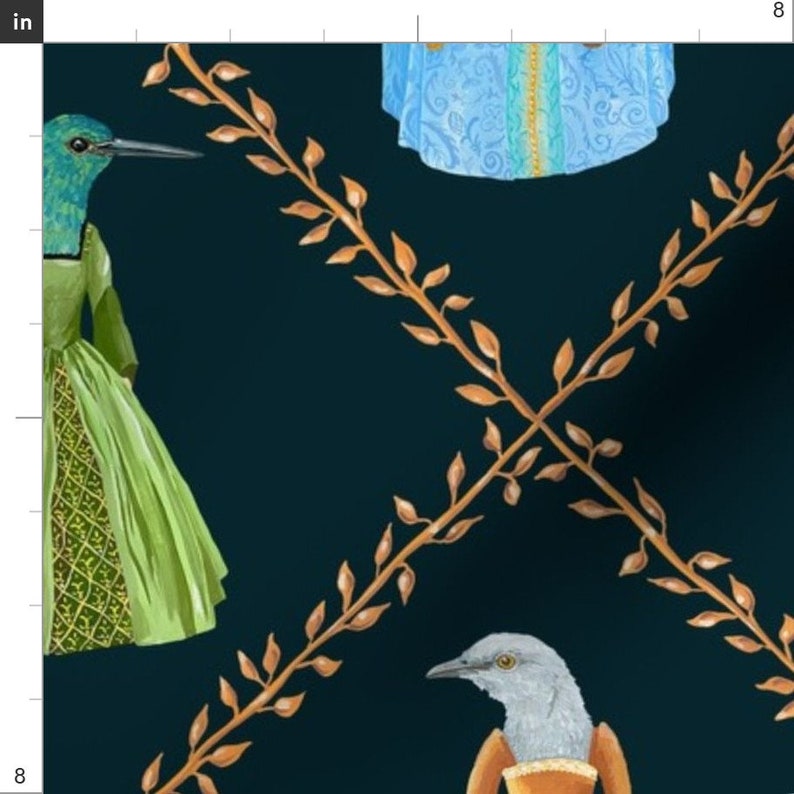 Whimsical Fabric Tudor Birds by dasbrooklyn Quirky Birds Fantasy Elizabethan Tudor Renaissance Goose Fabric by the Yard by Spoonflower image 2