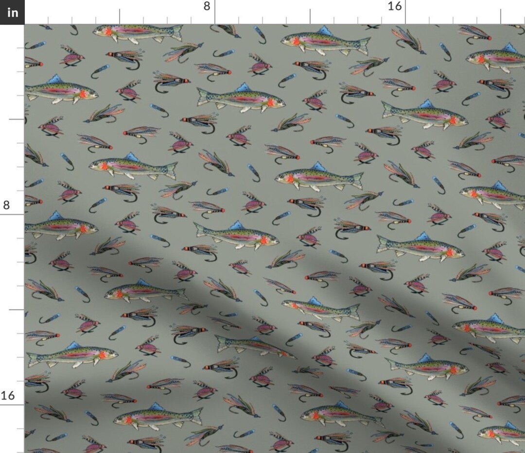 Fly Fishing Fabric Fly Fishing by Clairekalinadesigns Sage Etsy