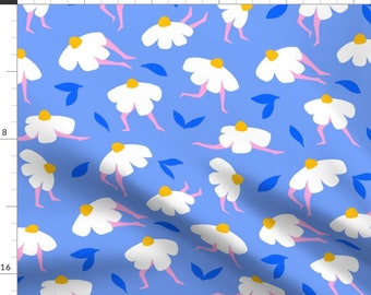 Weird Flower Apparel Fabric - Whimsy Daisy by dominique_vari - Boho Floral Whimsical Fun Cute Happy Cheerful Clothing Fabric by Spoonflower