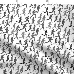 Marathon Runners Fabric - Runners By Landpenguin - Athletic Marathon Sports Cotton Fabric By The Yard With Spoonflower